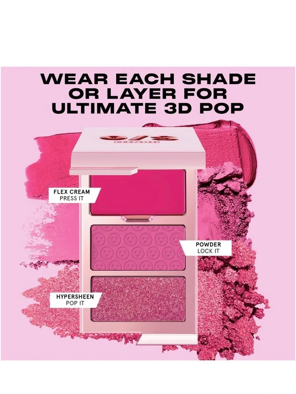 ONE/SIZE by Patrick Starrr Cheek Clapper 3D Blush Trio_True Bubble Gum Pink. New